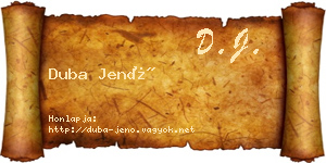 Duba Jenő névjegykártya